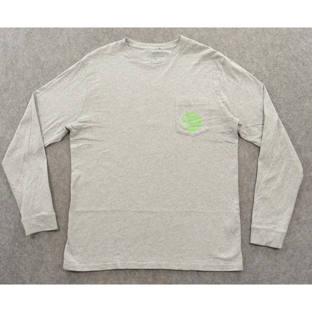 Vineyard Vines Top Womens Medium Gray Long Sleeve Graphic Print Fishing